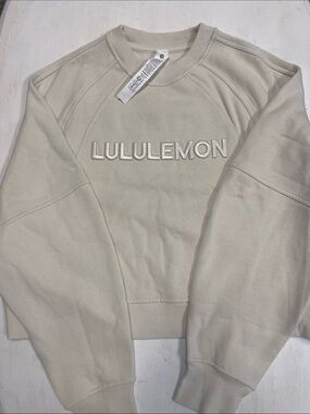 lululemon athletica Cream Embroidered Logo Crewneck Sweatshirt